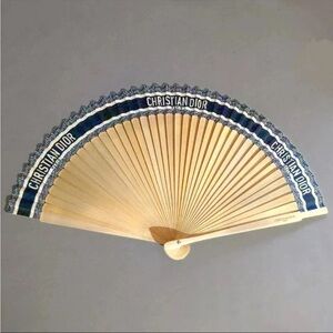 NEW DIOR Hand Fan Wooden Logo Folding Fan Limited Edition Gift Rare